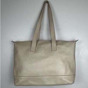 Furla Beige Zip Top Tote Bag Shoulder Bag Made In Italy Minimalist Quiet Luxury
